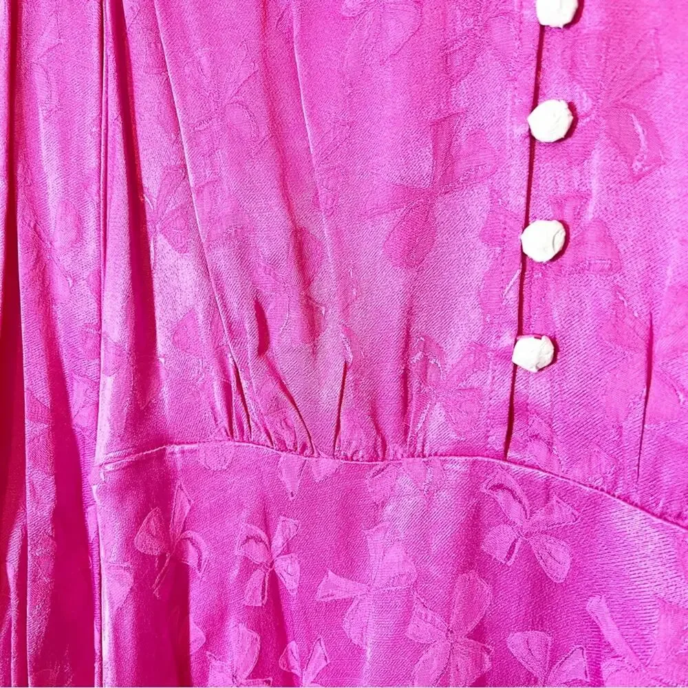 Kate Spade Jewel Button Bow Jacquard Dress Pink Size 6 NWT‎